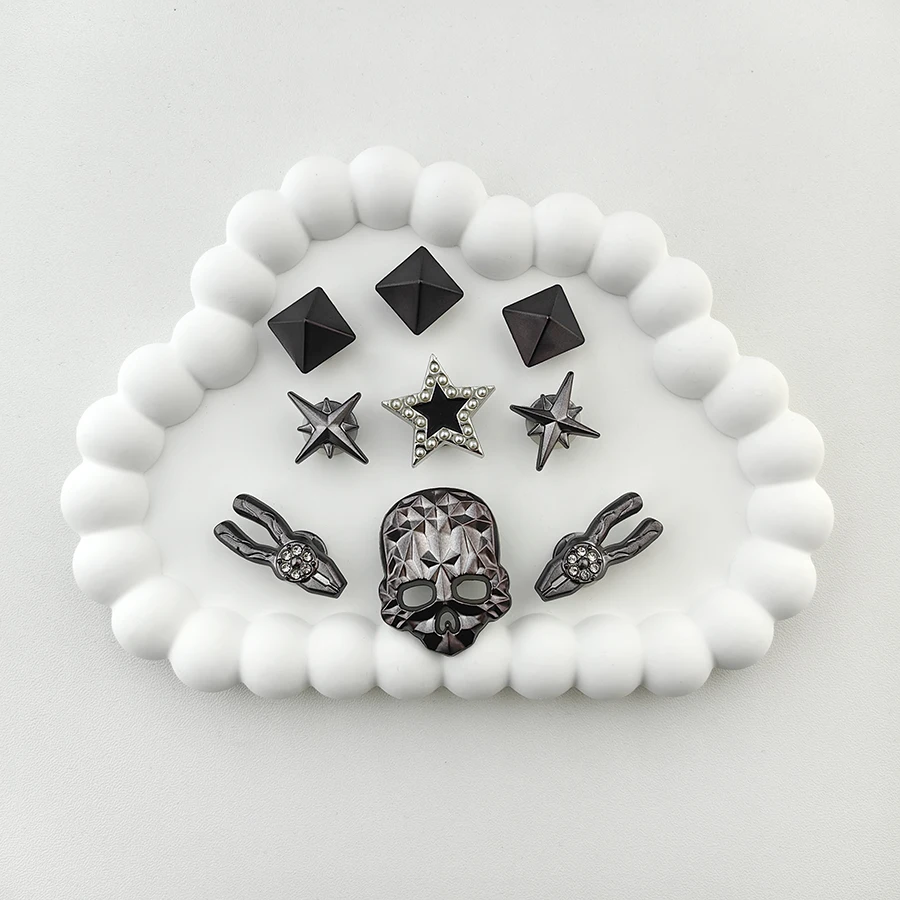 18 Шт. Череп Звезды Серые Заклепки Украшения Для Обуви Очаровательные Ремни Crocs