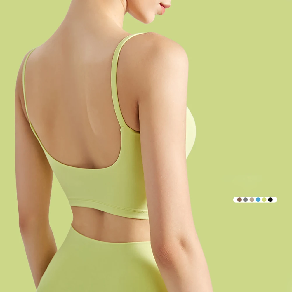 

Vnazvnasi Women Sports Underwear Crop Top Yoga Wear Sports Bra Gym Vest Women Deep U Beauty Back Shockproof Fitness Women Top