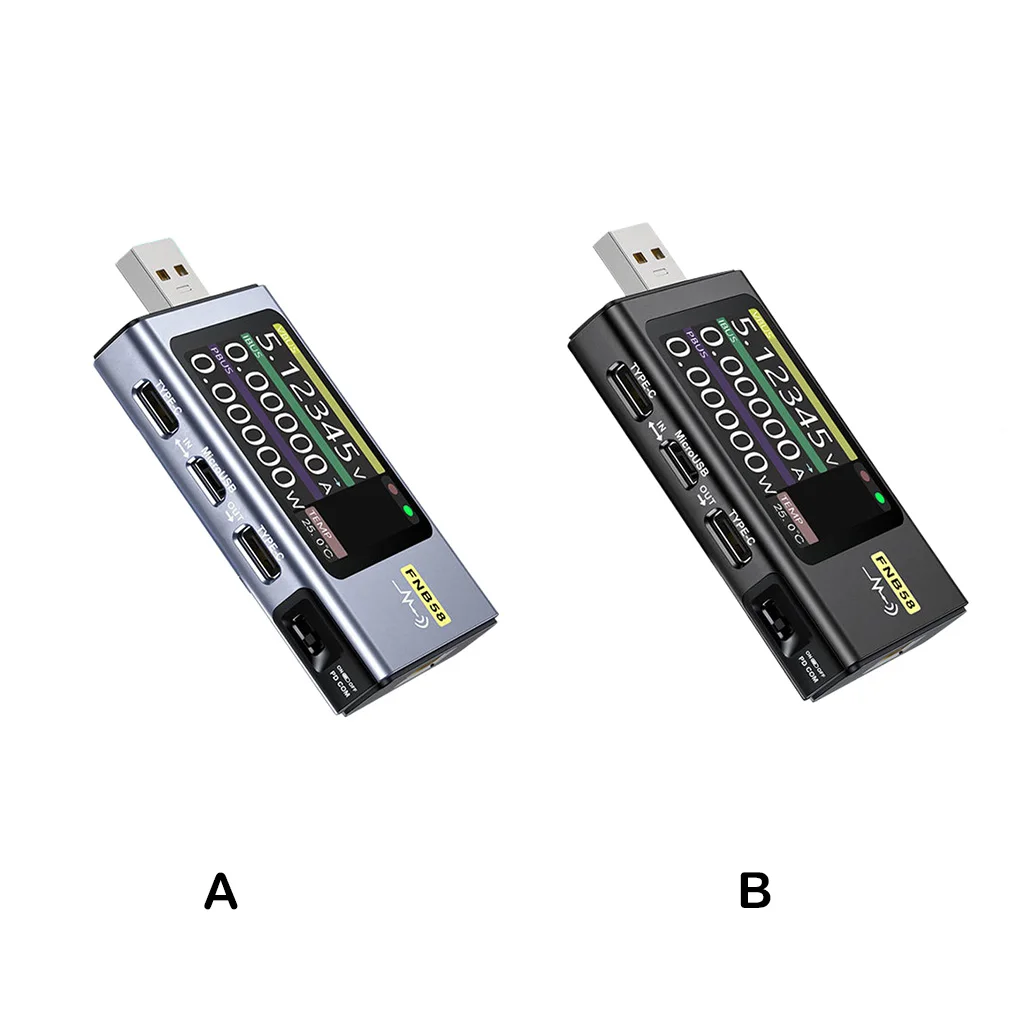 

USB Phone Charger Tester Power Supply Digital Display LCD Screen Voltmeter Ammeter Detector Measuring Tool Black Type 2