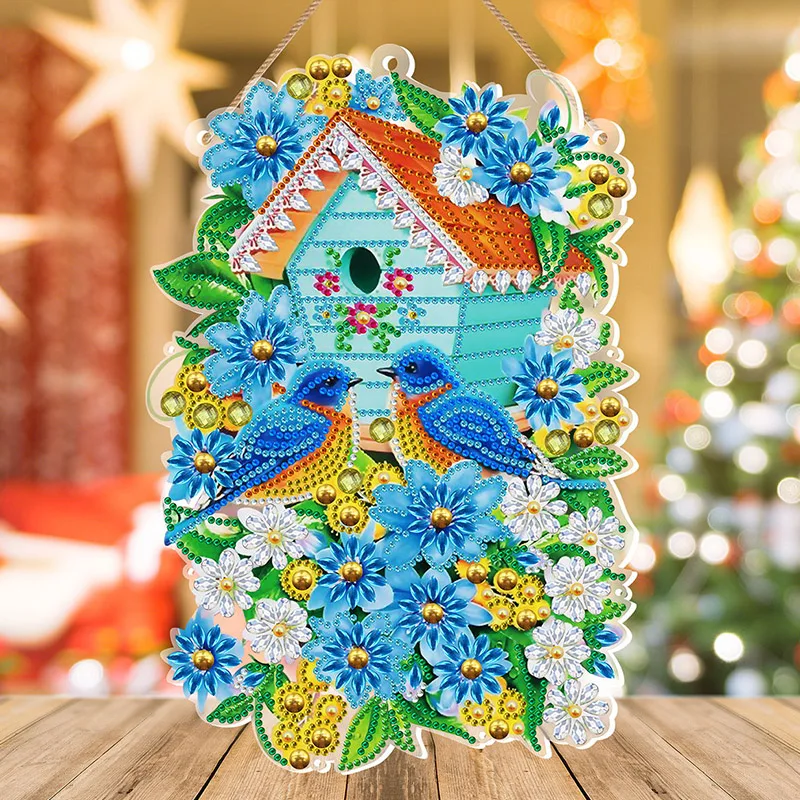 Diy Diamond Painting Wreath Decoration Window with LED Acrylic Door Hanging Christmas Wreat |