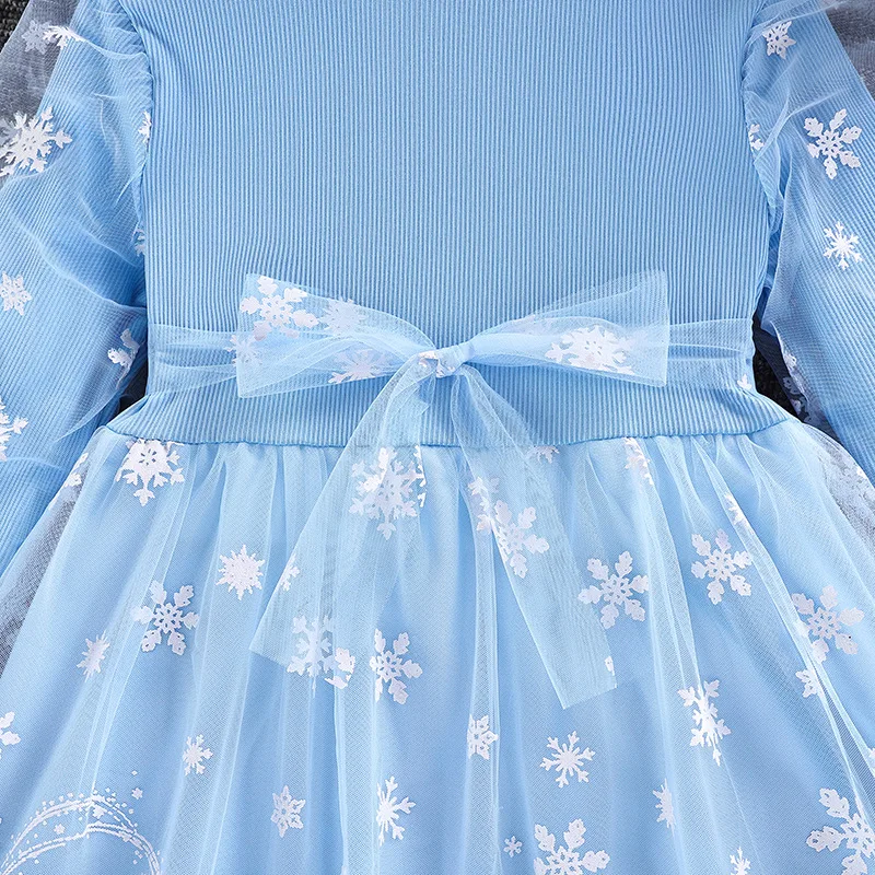 Новинка 2023 года платье принцессы Эльзы Диснея для девочек весенне-осеннее