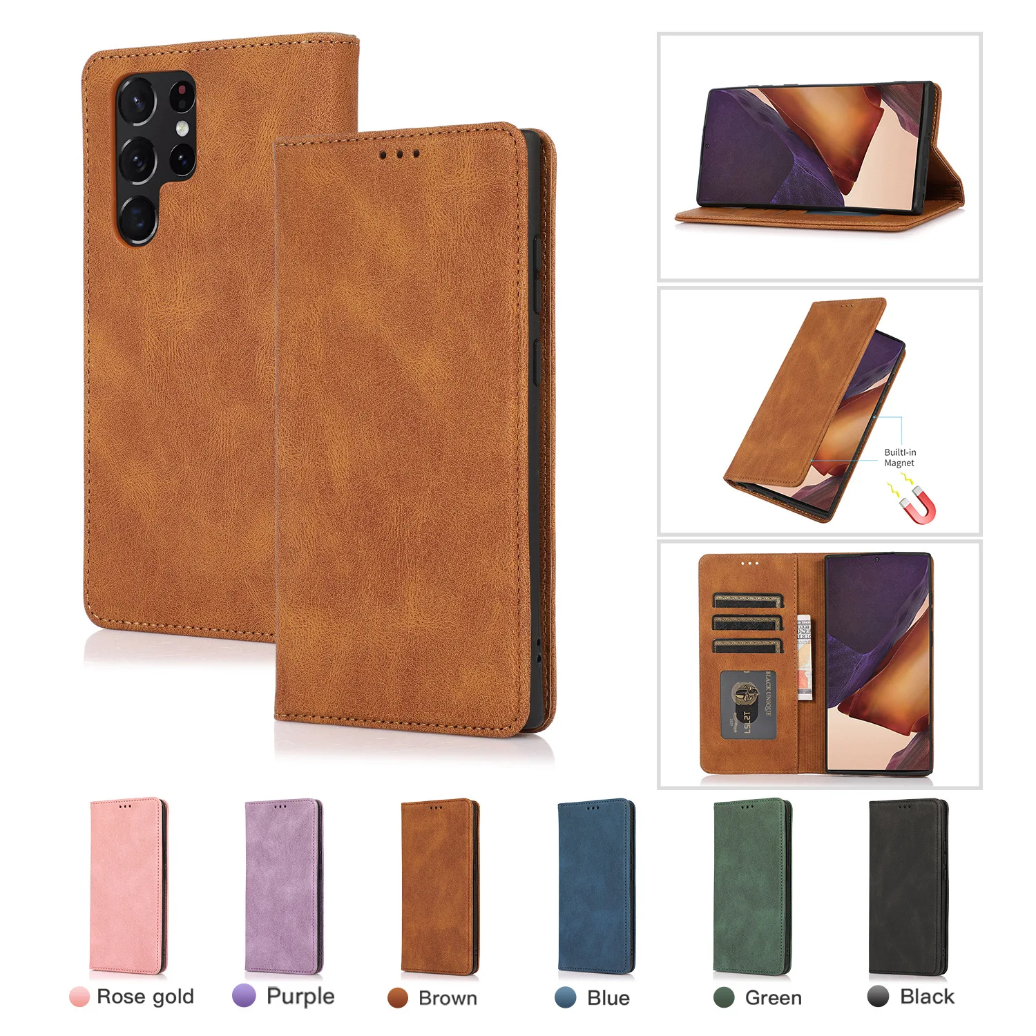 

Чехол из ПУ кожи для Samsung Galaxy S22 Ultra Case S22 Plus