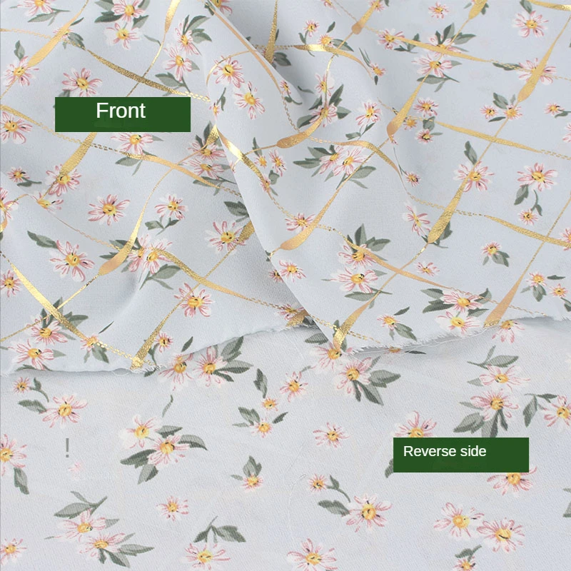 Шифоновая ткань с бронзовым принтом для одежды короткий рукав топ платье шитье