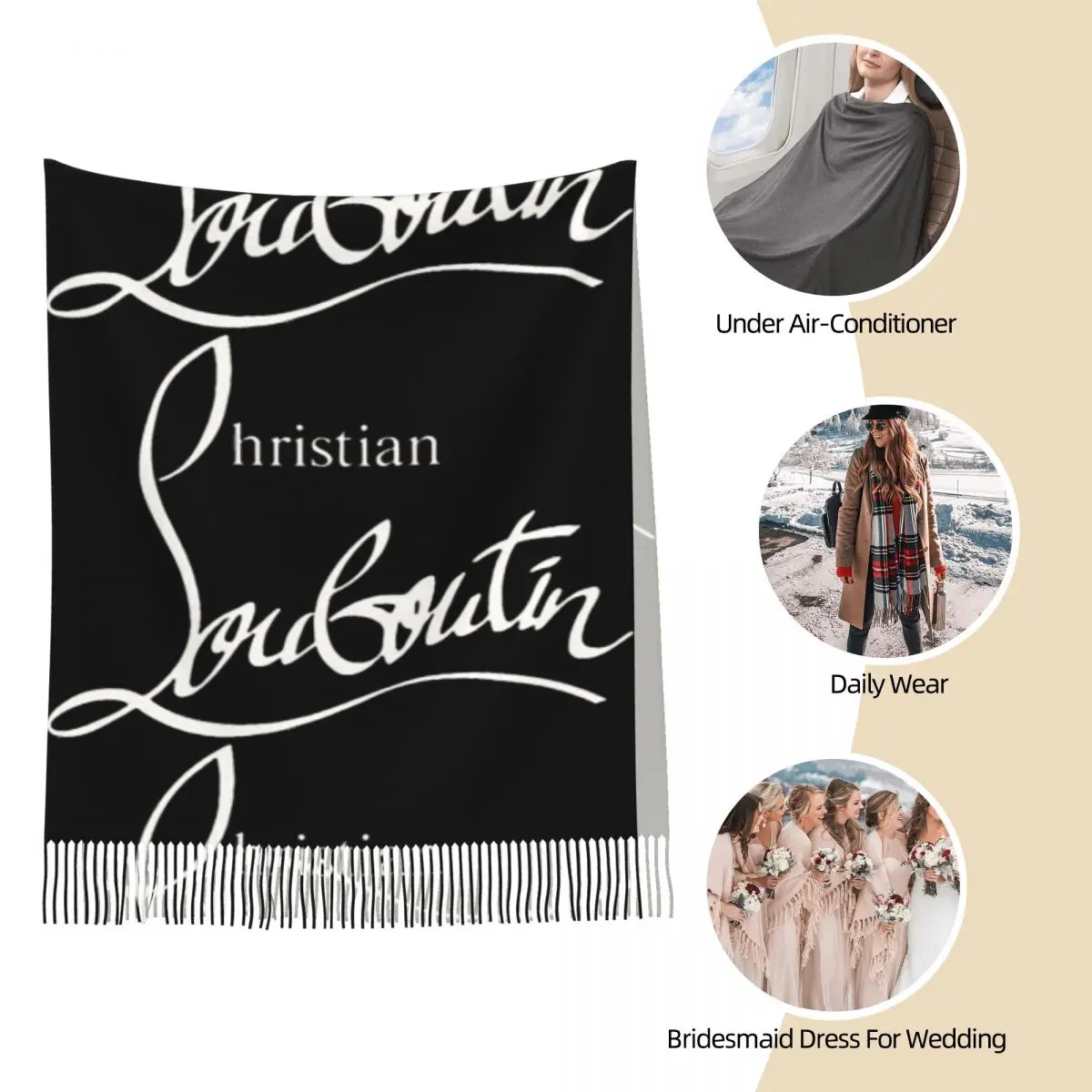 Женский кашемировый шарф с логотипом C-Christians L-Louboutined мягкие шали из пашмины и