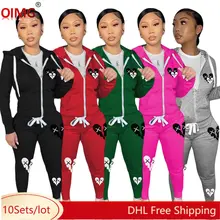 10sets Wholesale Tracksuits Women Two Piece Set Fall Winter Sweat Suits Long Sleeve Jacket Sweatpants Matching Outfits Bulk 8912 