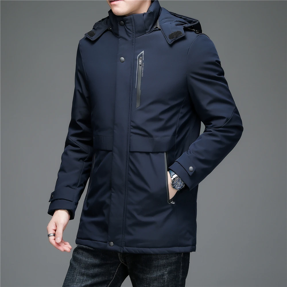 COODRONY Brand Hooded Long Jacket 90% White Duck Down Coat Men Clothing Winter Business Casual Windbreaker Overcoat Parkas Z8163