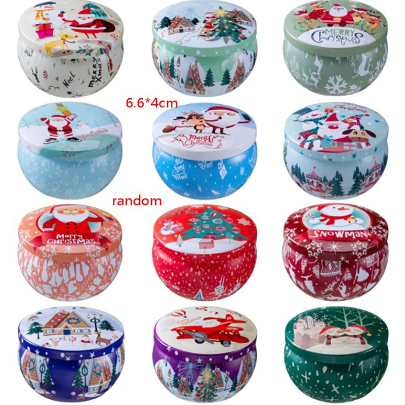 Empty Travel Christmas Aromatherapy Candle Jar Christmas Scented Candle Tin Jar Portable Travel Soy Wax Plant Candle Gift Box