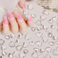 100pcs 3d heart nail art decals charms for nails clear 3d acrylic heart nail charms for women diy manicures salon accessories