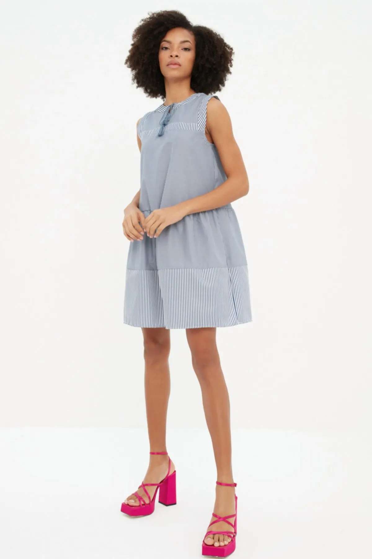 

Women's Dress Blue Striped Elegant Fashion Summer Summer Spring Casual Short Sleeve Stretch Casual Short Sleeve Stretch Comfortable Boho Dress