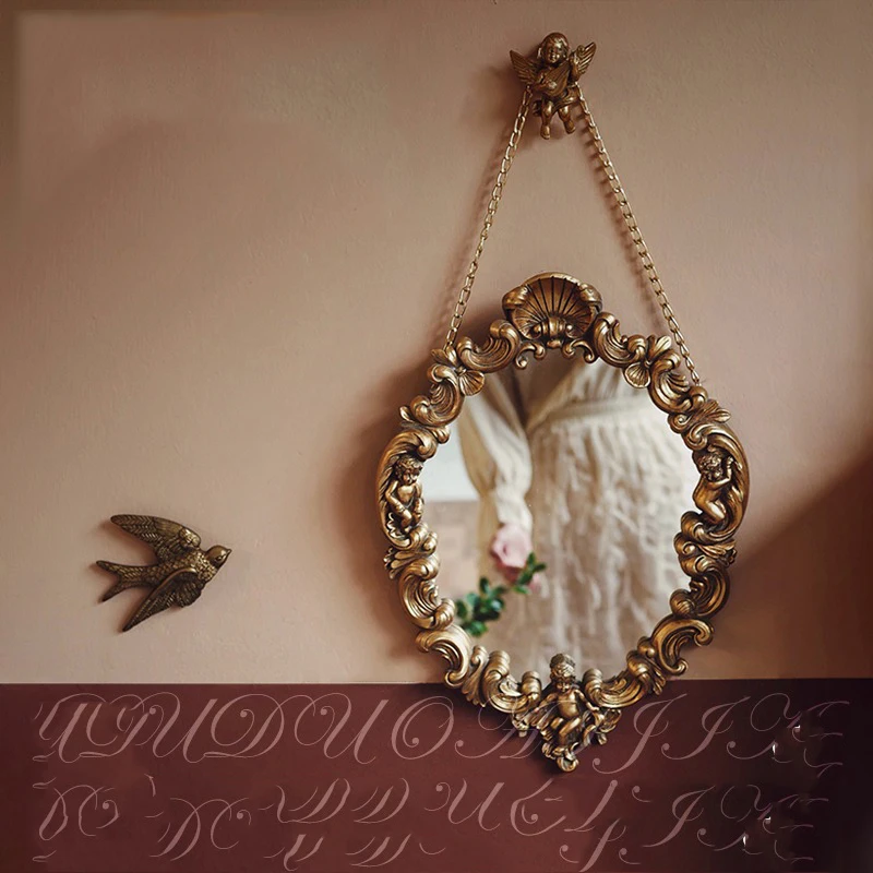 

Aesthetic Mirror Accessories Bulk Frame Large Round Vanity Wall Mirror Vintage Europe Luxury Wandspiegel Home Decoration