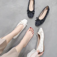 blackwhite sequines cloth flat shoes woman square toe bowtie glitter moccasins cozy anti slip mixed color loafers women flats
