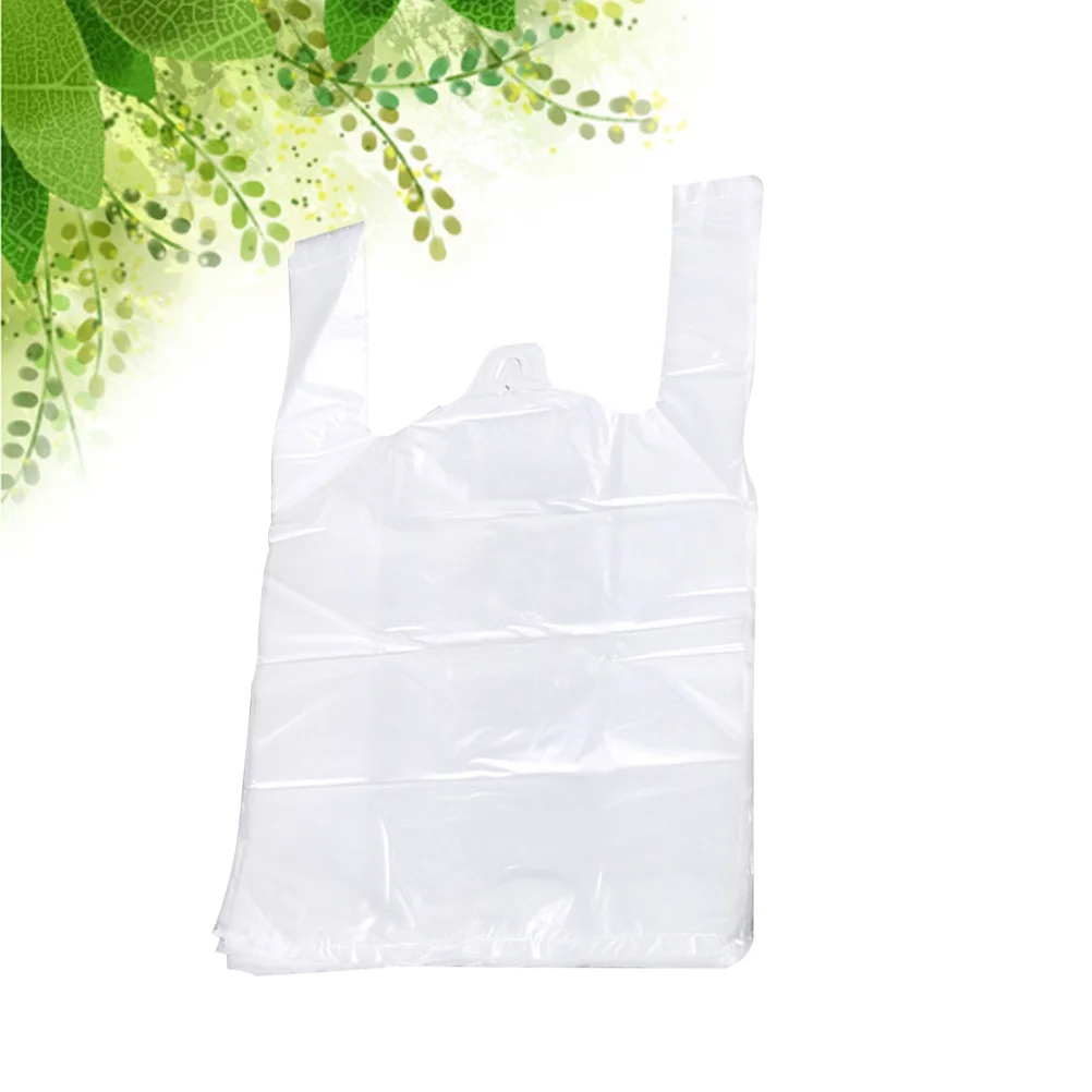 

Toyvian White T Shirt Bags with Handle Grade Bag Packaging Bag Supermarket Grocery 100pcs