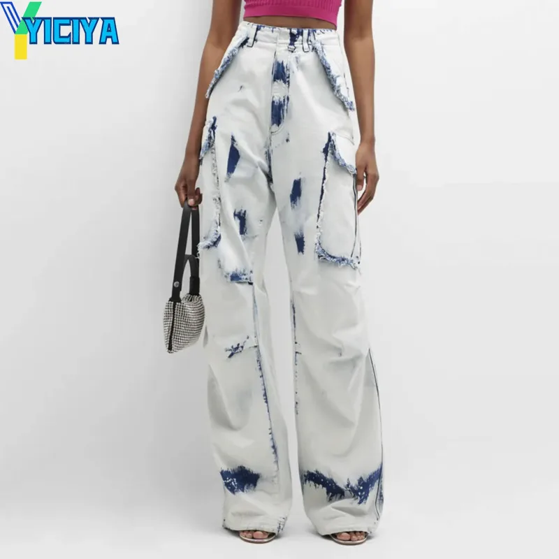 

Женские джинсы YICIYA y2k, уличная одежда в стиле 90-х, винтажная одежда, новинка, джинсовые брюки с широкими штанинами в стиле Харадзюку, прямые брюки, Новинка