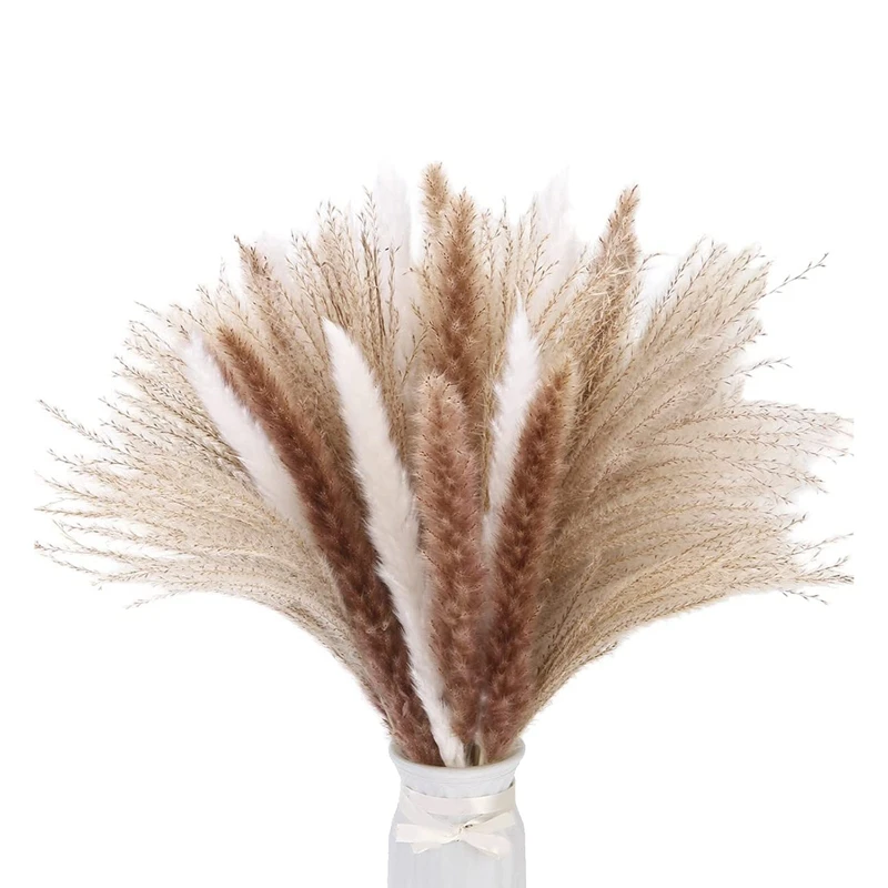 

BEAU-60 Pcs Dried Pampas Grass Decor,17.5Inch Natural Pampas Grass Branches,Pampas Grass Bouquet For Wedding,Boho Home Decor