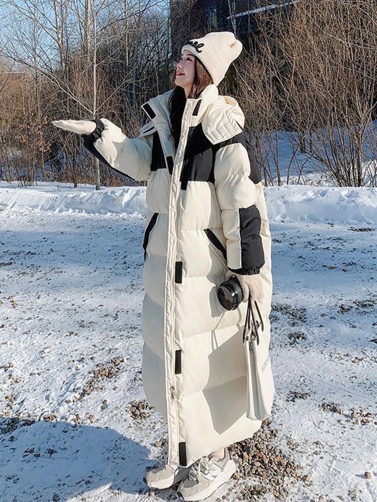 KBAT Oversized Warm Parka Snow Coat Women's 2022 Fashion Thicken Winter Hooded Loose Long Jacket Female Windproof Warm Outwear