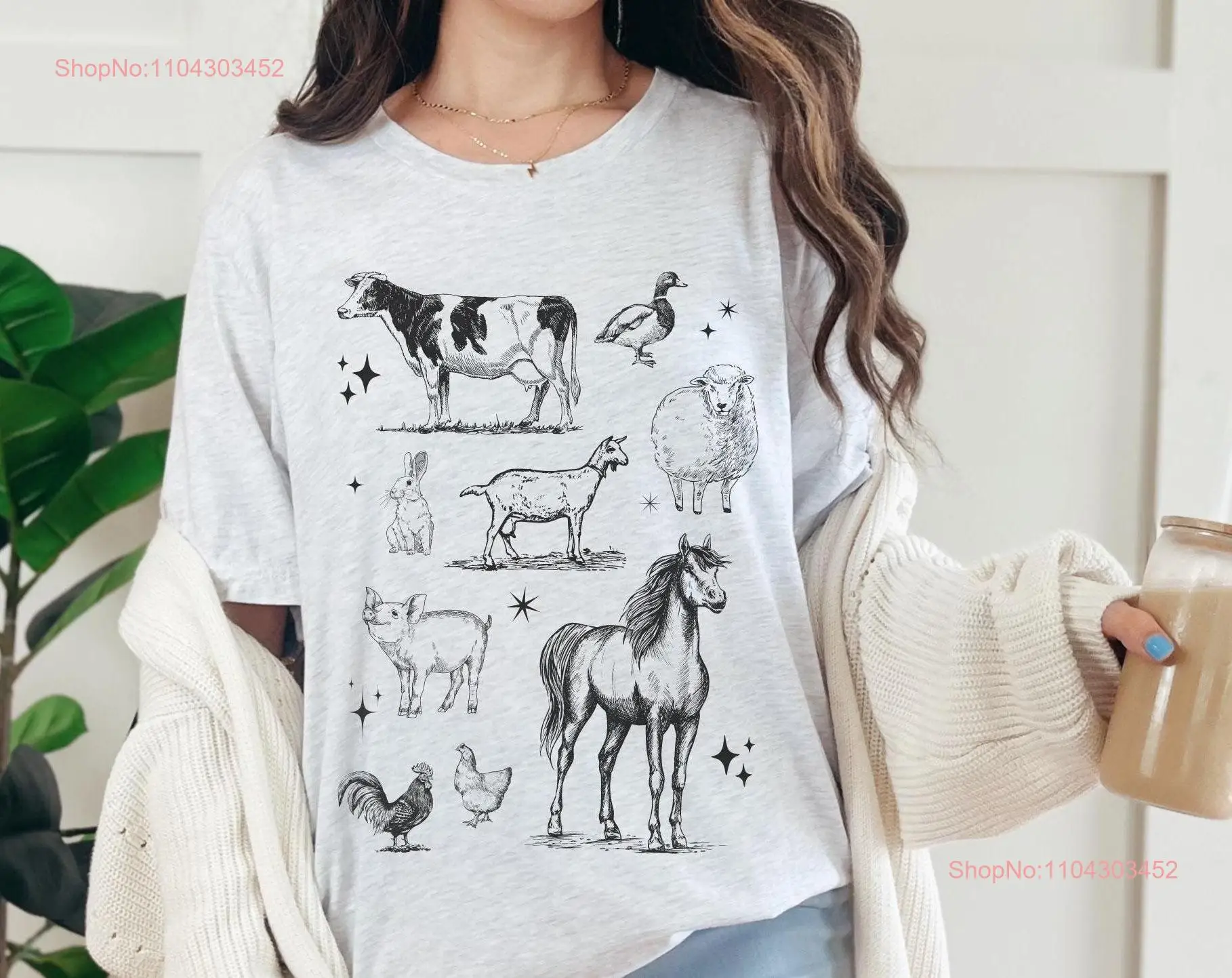 Футболка с изображением сельскохозяйственных животных в стиле ретро домашняя