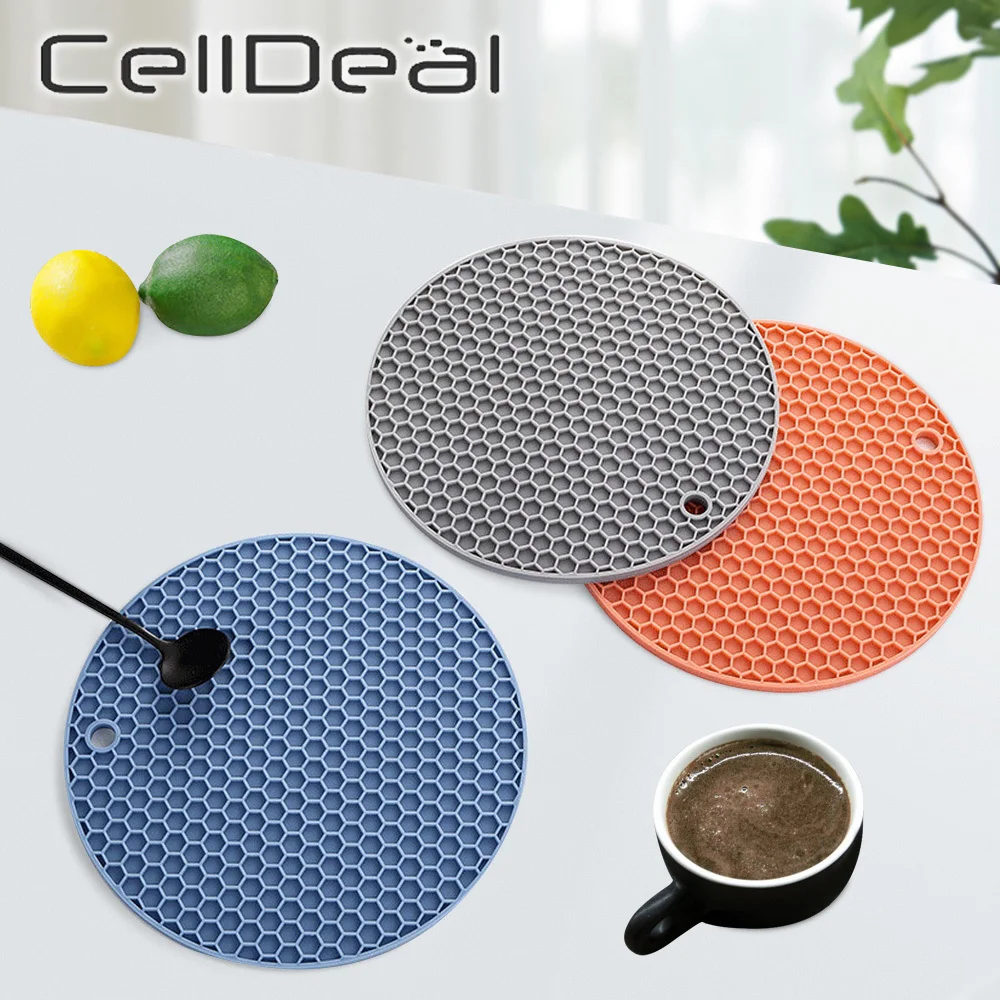 

Circular Honeycomb Silicone Dining Pad Anti Scald Slip Mat Pot Pap Table Mat Easy Clean High Temperature Resistant Free Shipping