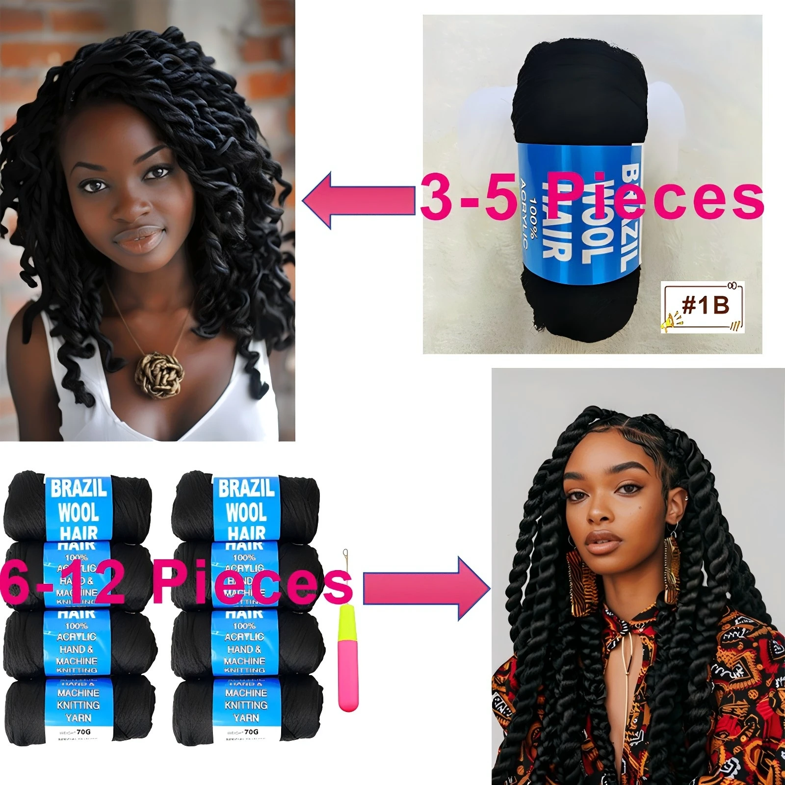 Низкотемпературные синтетические бразильские накладные волосы из шерсти для