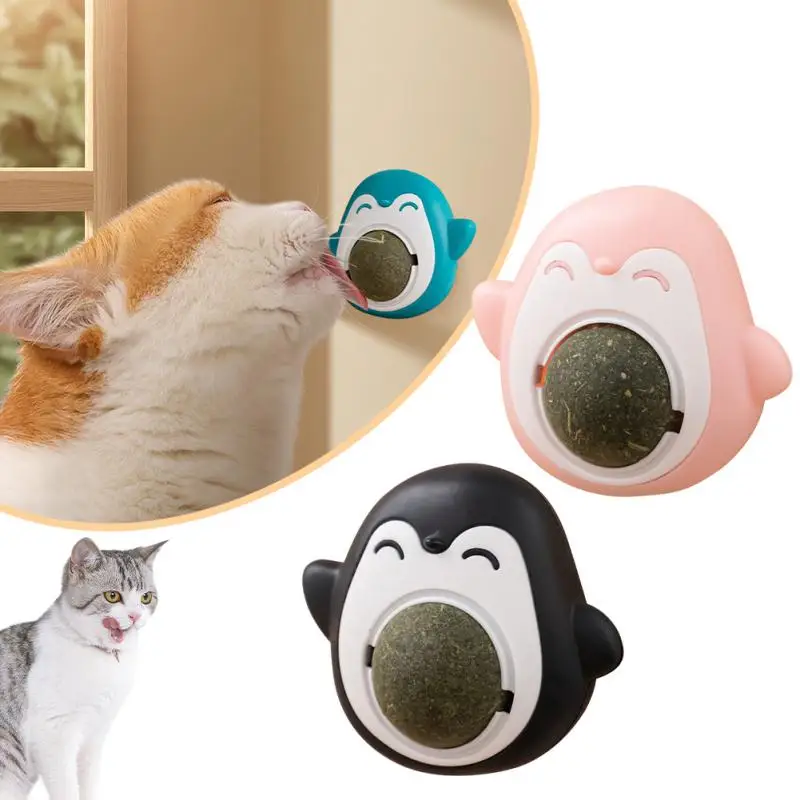 

Cat Mint Toys Natural Catnip Ball Grinding Teeth Mint Ball Edible Safety Healthy Snack Rotatable Wall Stick-on Toy Pet Accessory
