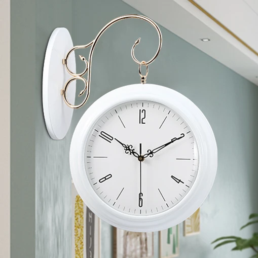 

Quiet Wall Clock Double Sided Roman Numbers Aesthetic Nordic Vintage Retro Clock Luxury Quartz Living Room Horloge Home Design