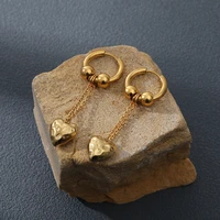 geometric love drop earrings for women 18k real gold plated literary fresh girl ear pendant jewelry waterproof fade resistant