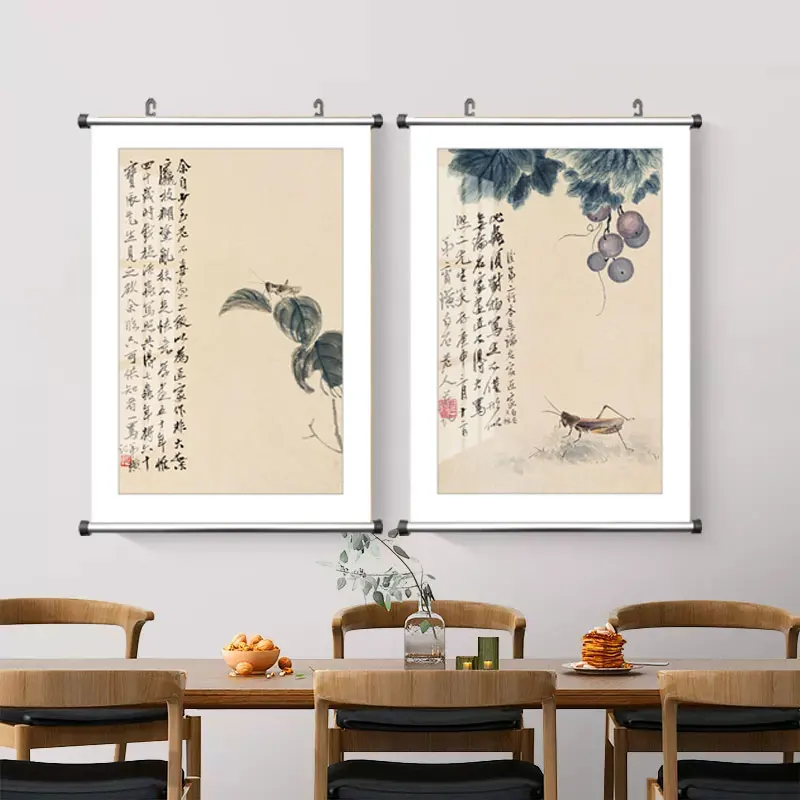 Декор для чайного дома китайская известная картина на холсте фрукты Qi Baishi персик