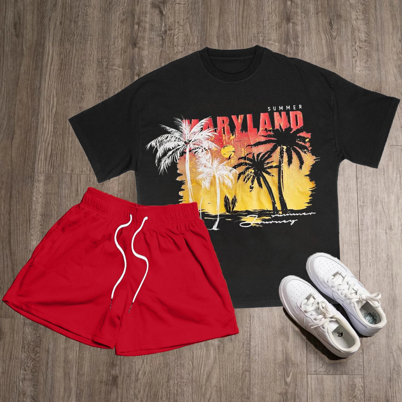 2023 Summer New Print Pattern Street Men's Clothing Daily Outdoor Casual T-shirt Shorts Two Piece Beach Unisex Couple Set Roupas