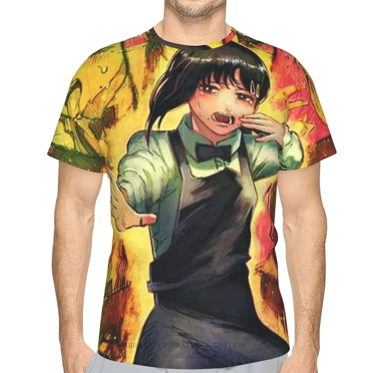 

Chainsaw Man Denji Pochita Men's TShirts Fear 3D Printed Oversized Retro Short-Sleeved Polyester Harajuku O-Neck Tops Streetwear