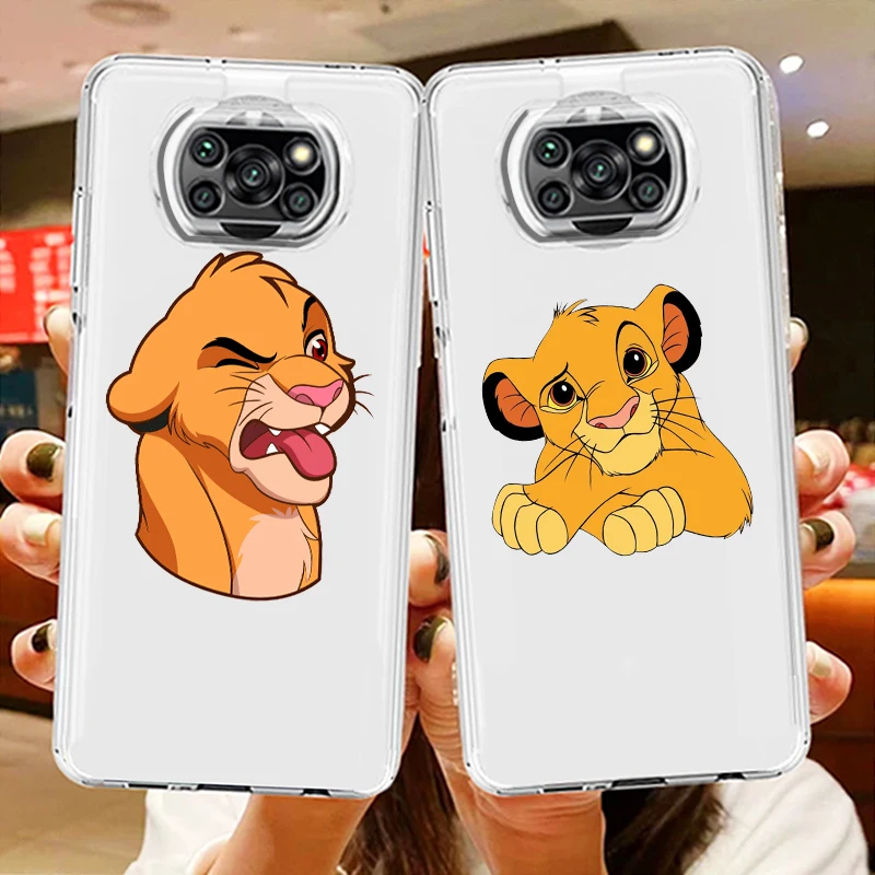 

Lion King Cute Anime Transparent Phone Case For Xiaomi Mi Poco X5 X4 X3 NFC F4 F3 GT M5s M4 M3 Pro C55 C50 5G