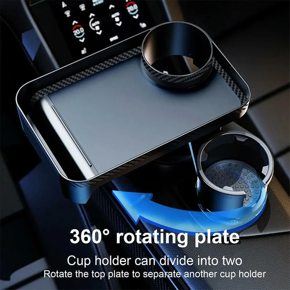 Multifunctional Car Cup Holder With Attachable Tray 360° Swivel Adjustable Car Food Eating Tray Table For Cup Holders Expander