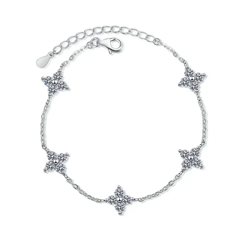 Роскошный браслет Lady Daily Style с клевером PT950 браслеты-цепочки муассанитом 2 карата