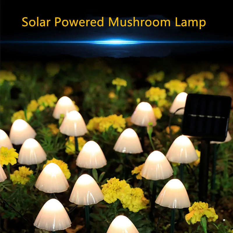 Solar Cute Mushroom Fairy Light Garlands Garden Lighting Decoration Solar Lawn Yard Patio Lamp Christmas Lamp Outdoor Waterproof