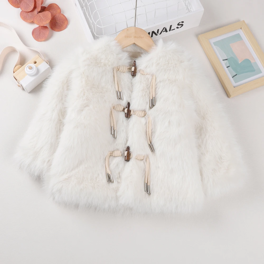 

Меховое пальто для маленьких девочек, корейское зимнее пальто из искусственного меха и бархата, модный топ для вечеринки и дня рождения, одн...