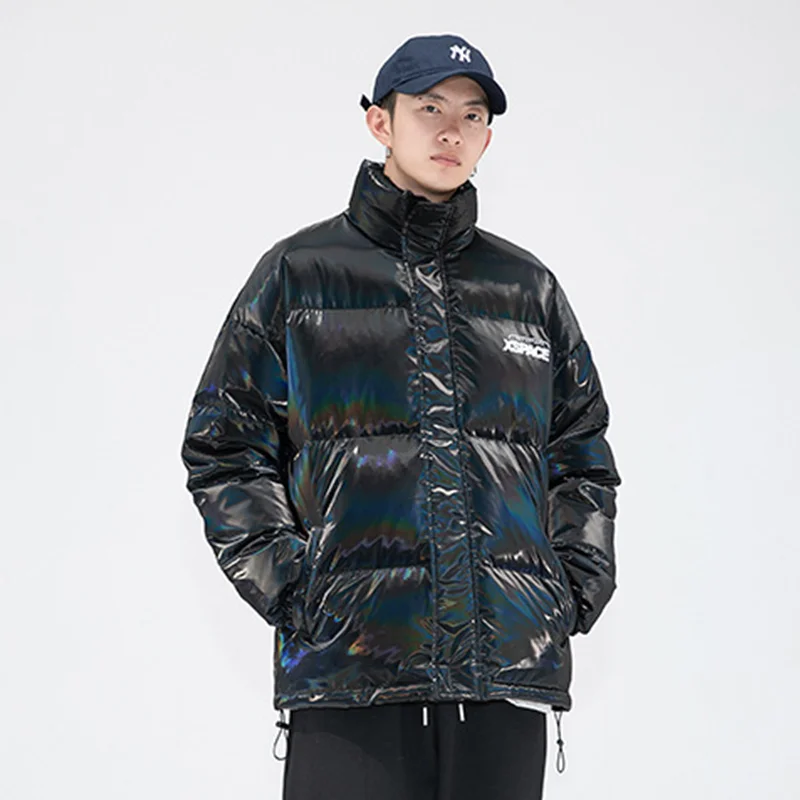 Streetwear Men New Black Stand Collar Keep Warm Down Jacket Fashion Comfortable Cotton Clothes Versatile Outerwear Winter Female