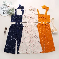 girls bow knot sling top love wide leg pants set baby clothes toddler clothes kids clothes kids boutique clothing wholesale