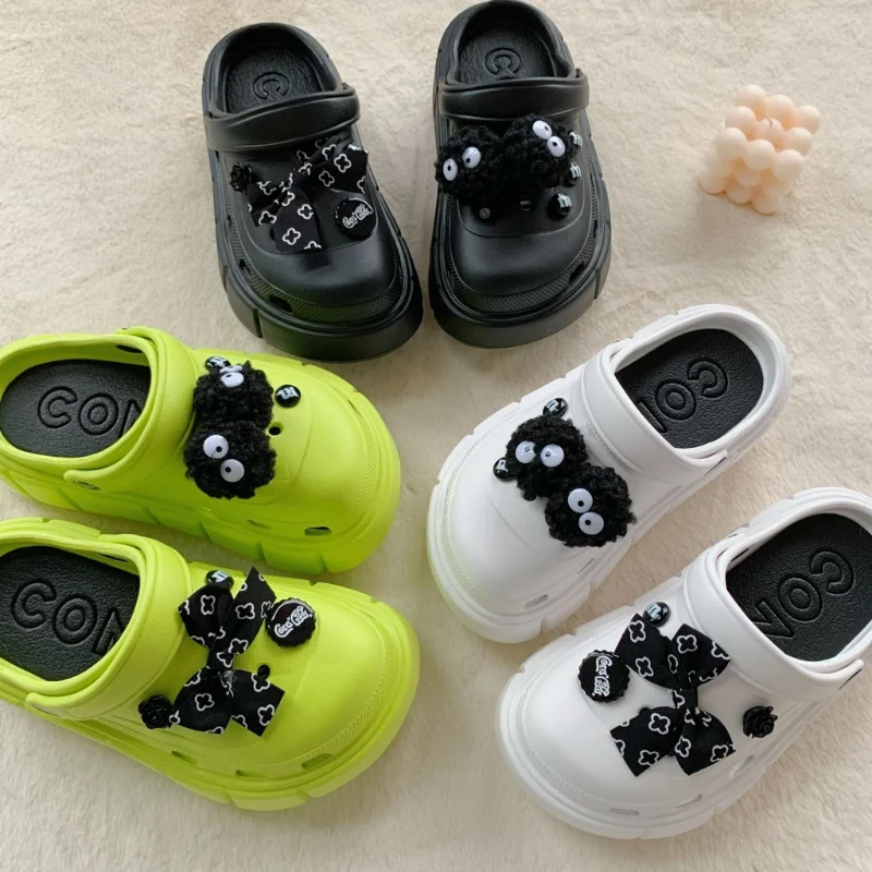 

9 PCS/lot Shoe Charms Decoration Buckle Pins Black Hairy Ball Bow Bottle Cap Flower JIBZ DIY Combiation for Croc Friend Gift
