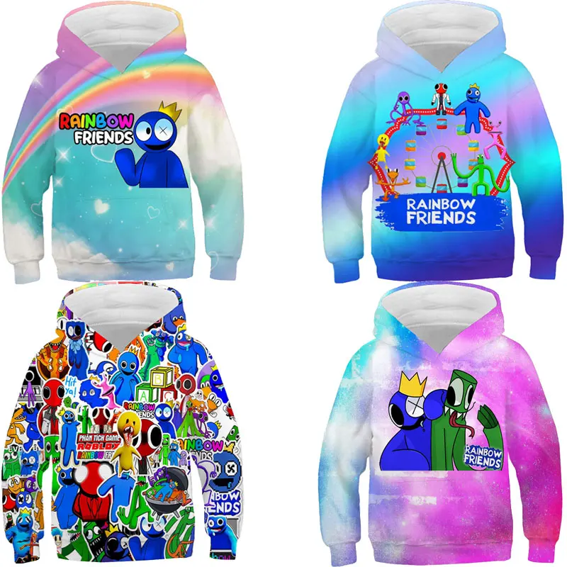 

3D Cartoon Rainbow Friends Hoodies Tops Anime Hooded Sweatshirts Boys Girls Long Sleeve Outwear Children Hoody Pullover Sudadera