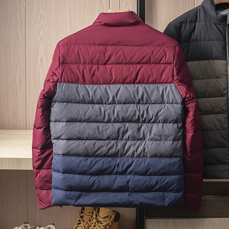 New Casual 2022 Men Duck Down Overcoat Padded Jacket Patchwork Color Block Winter Clothing for Male Plus Big Oversize 3XL XXXL