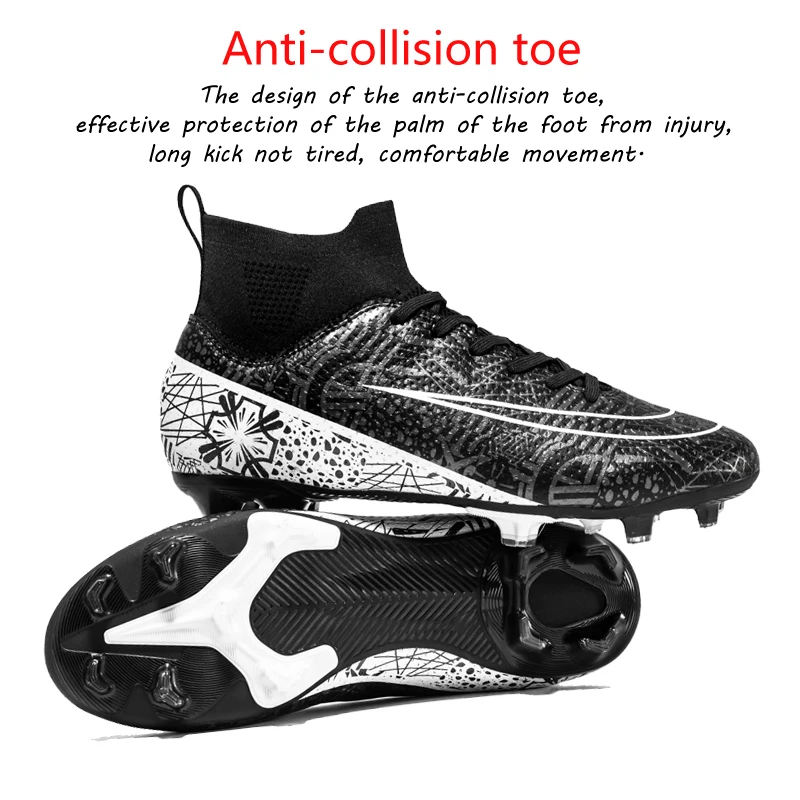 Professional Anti-Skid Wear-Resistant High Top FG/TF Men's Soccer Shoes Training Shoe Children's Football Boots Outdoor Sneakers