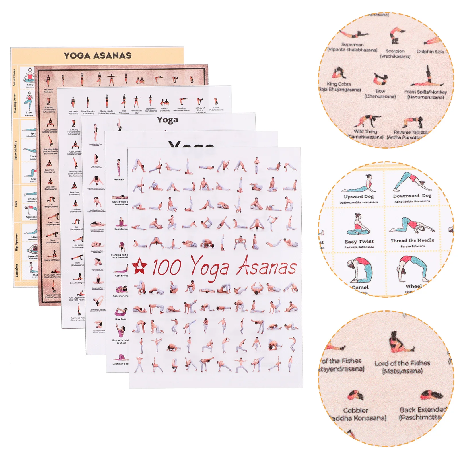 

6 шт. плакат для йоги Настенная картина винтажный Декор для дома тренировки деликатные плакаты сменные для спортзала