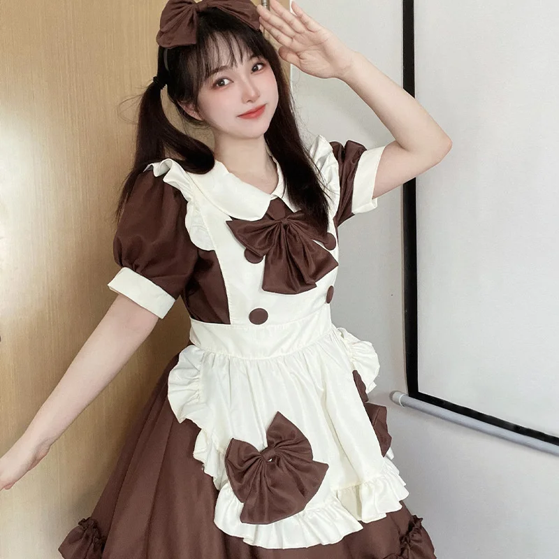 Купи HAYA Japanese Maid Dress Cosplay Cafe Cute Maid Dress Lolita Cosplay Uniform Women Lolita Costume Suit Clothes Lolita Skirt за 1,085 рублей в магазине AliExpress
