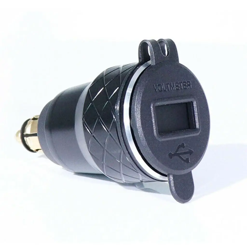 Фото USB-зарядное устройство DIN для мотоцикла, двойной порт, светодиодный цифровой экран, высокая мощность, черный алюминий, для мотоциклов F800 F700 R1200 GS R1200RT №4