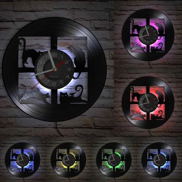 

Круглые виниловые настенные часы с животными, украшение для детской комнаты, детского сада, винтажный подарок, креативные часы