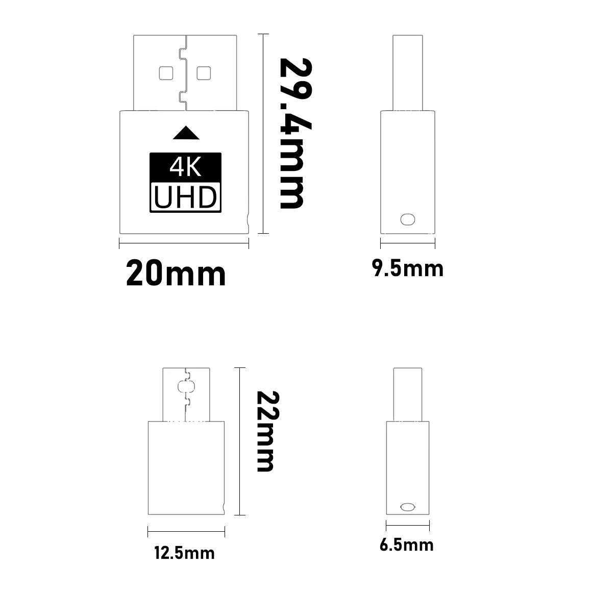 Эмулятор дисплея Mini DP DisplayPort (Ghost Display) с поддержкой EDID для видеокарт ПК, 1080P@60Hz, 4K@17Hz (art.: 3920d8dba86f2) - 3920d8dba86f2