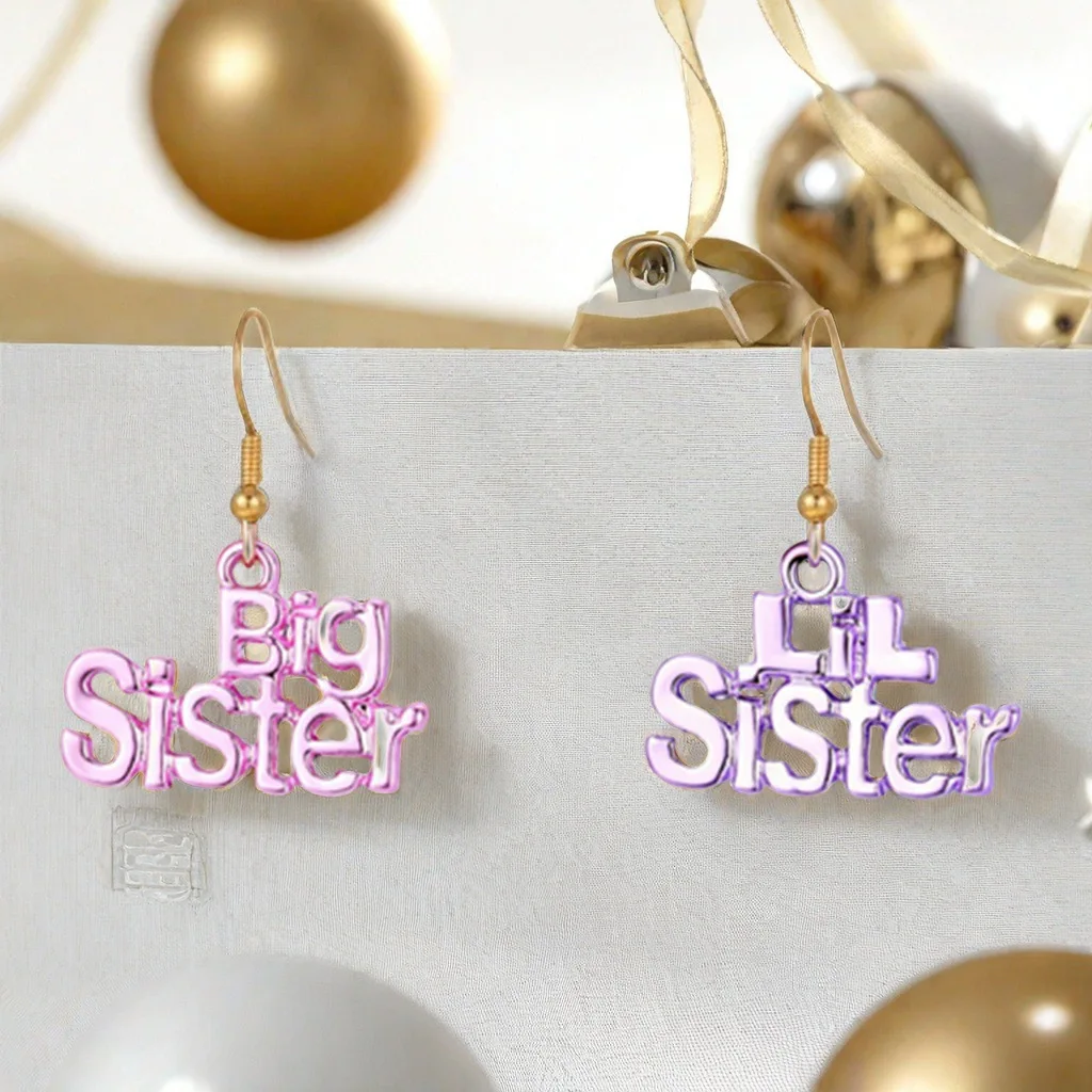2 шт. цветные висячие серьги с алфавитами Big Sister Lil для женщин ювелирные изделия