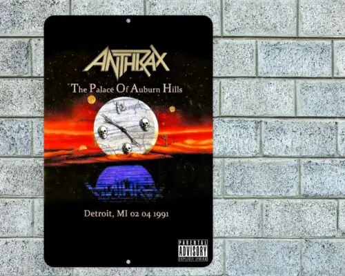 Знак ANTHRAX алюминиевая металлическая 8 дюймов x 12 гаражная мужская пещера