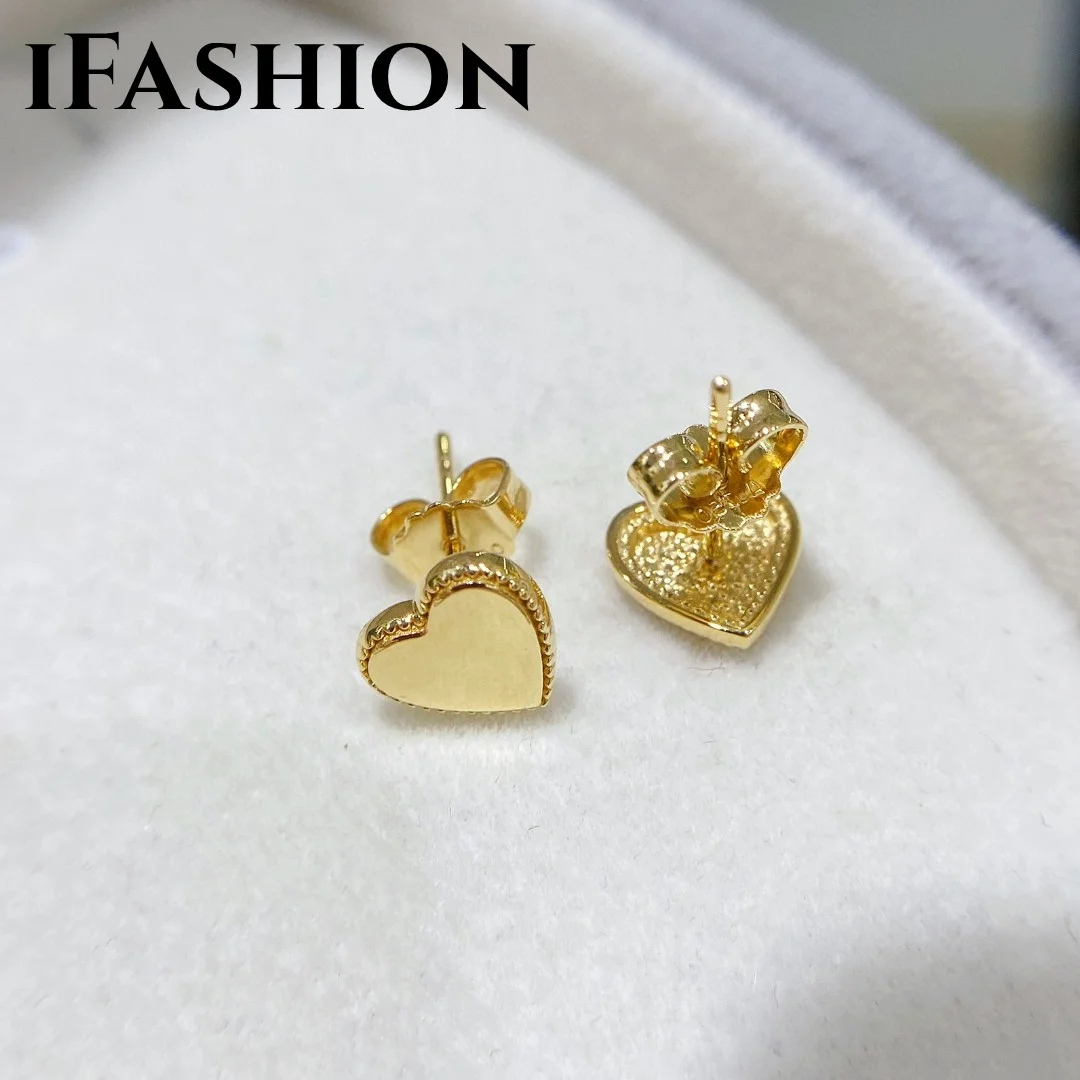 

Серьги IFASHION в форме сердца из 18-каратного золота, импортные однотонные желтые ювелирные изделия из настоящего золота (AU750) для женщин, серьги с кисточками, геометрические Модные женские серьги