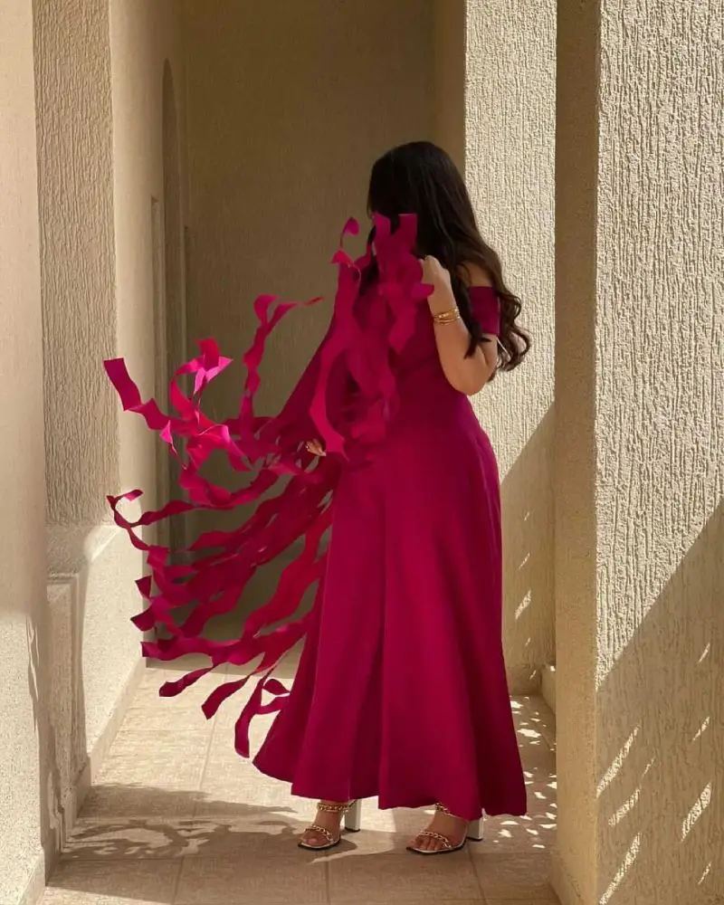 PLEINDI Luxury Evening Dress One-Shoulder A-LINE Long Sleeves Ankle Chiffon 2022 New Burgundy Cut-out Exquisite Prom Dresses