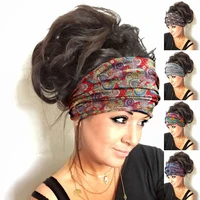 boho flower print wide headbands vintage knot elastic turban headwrap for women girls cotton soft bandana hair accessories