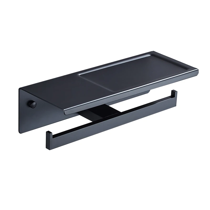 Черный держатель для рулона бумаги простой матовый черный туалетной из
